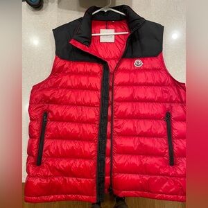Moncler Black and Red Puffer Vest
